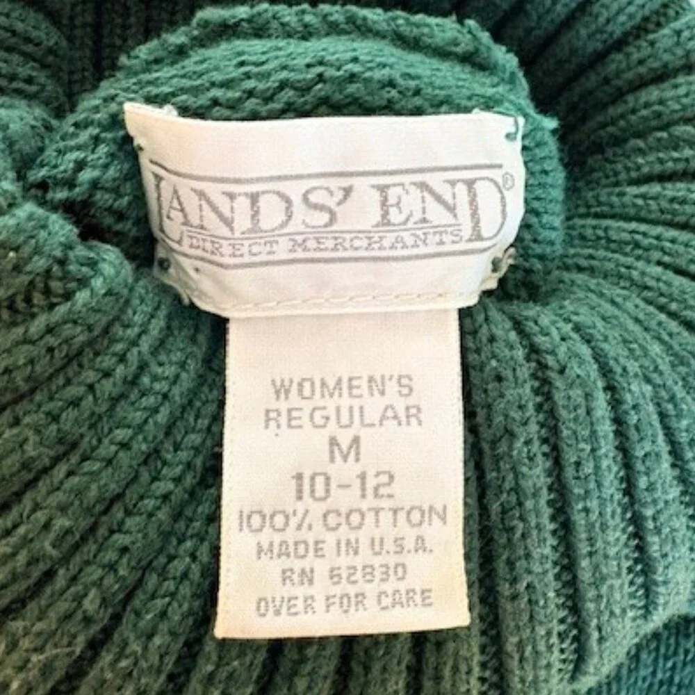 Lands' End Forest Green All-Cotton Turtleneck Sweater - Picture 3 of 4